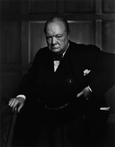 Digitally restored vector portrait of Sir Winston Churchill.